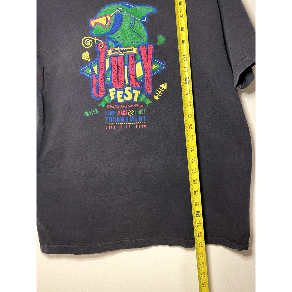 Black Single-Stitch July Fest 1990 Fishing Tournament Vintage Tee Size XL - Picture 7 of 10